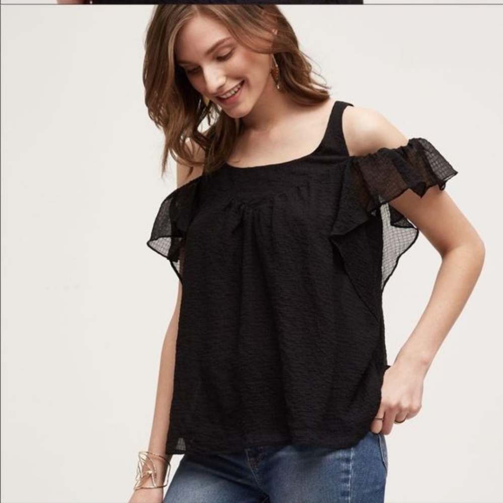 Anthropologie Maeve Open Shoulder Shirt